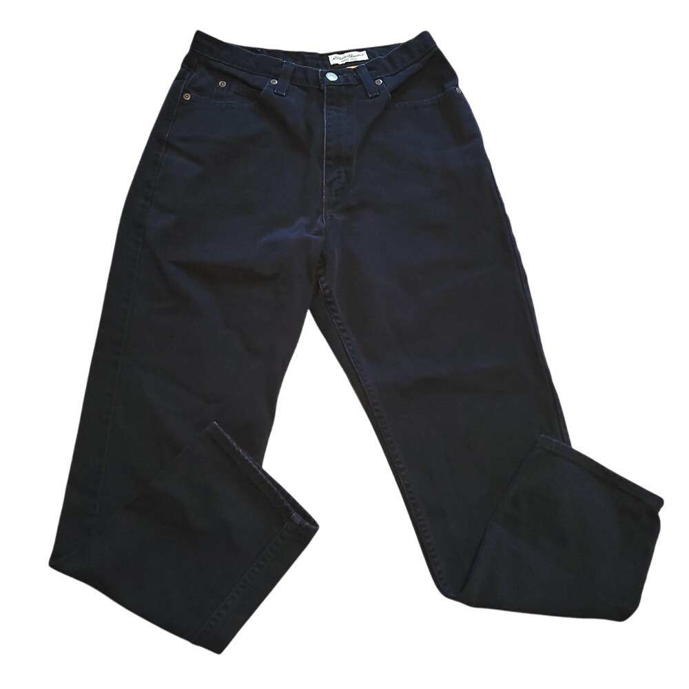 Eddie Bauer Vintage High Waist Jeans Black Denim Pants 8 Petite Womens 90s EUC